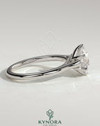 Kynora CJ 2ct round diamond solitaire engagement ring with trellis gallery, lattice detail, and cathedral low setting.