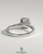 2ct Round Double Claw Solitaire with Hidden Halo, Tapered Pave Band and Cathedral High Setting Engagement Ring