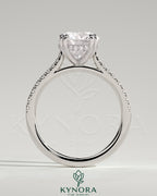 2ct Round Double Claw Solitaire with Hidden Halo, Tapered Pave Band and Cathedral High Setting Engagement Ring