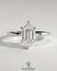 Kynora CJ Classic 2ct elongated hexagon claw solitaire engagement ring with a sleek band and detailed setting.