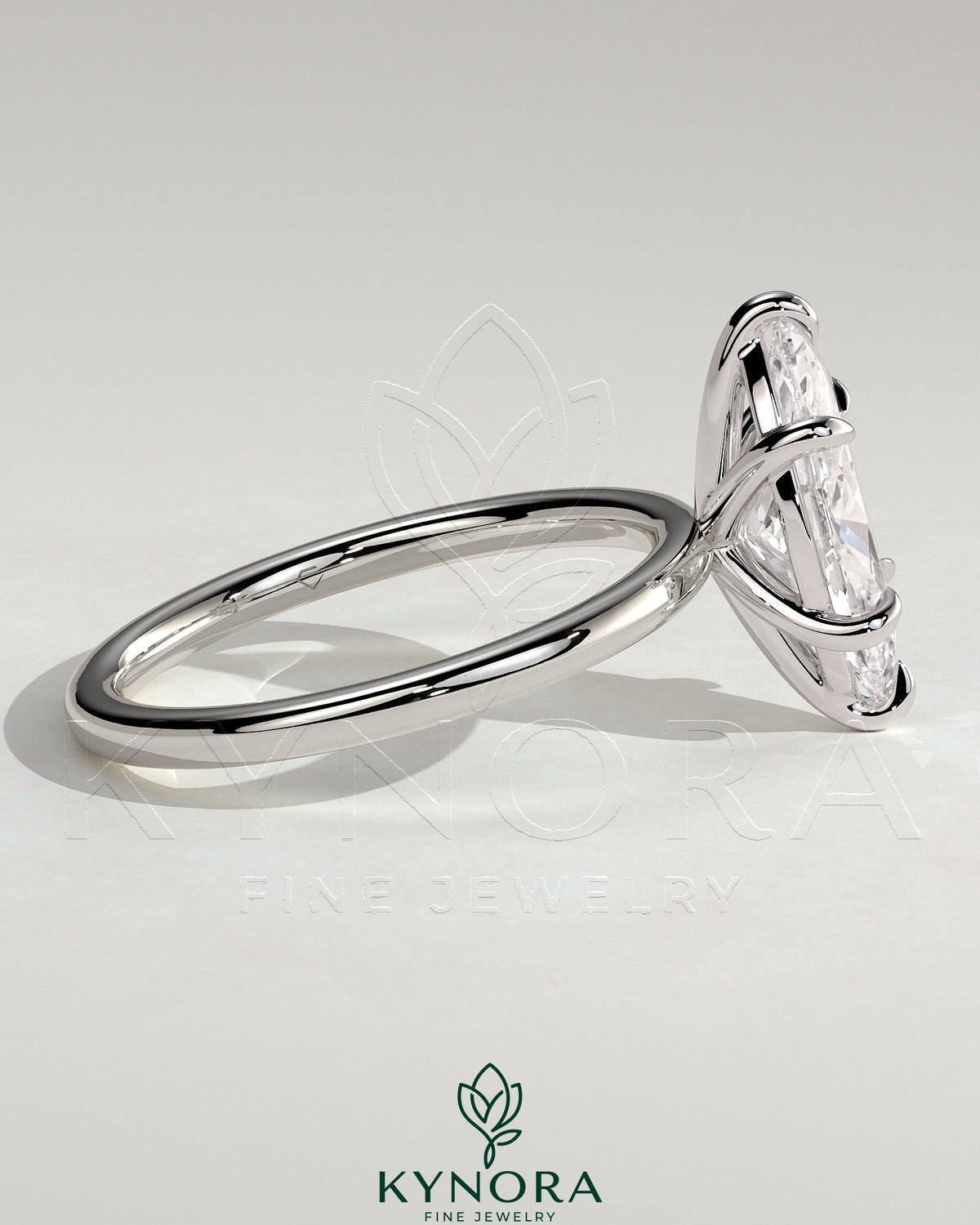 Kynora CJ Classic 2ct Marquise Claw Solitaire Engagement Ring featuring a prominent marquise diamond in a sleek solitaire setting.