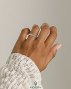 Kynora CJ wedding band with angled marquise and round accent stones, elegant gold ring for special occasions
