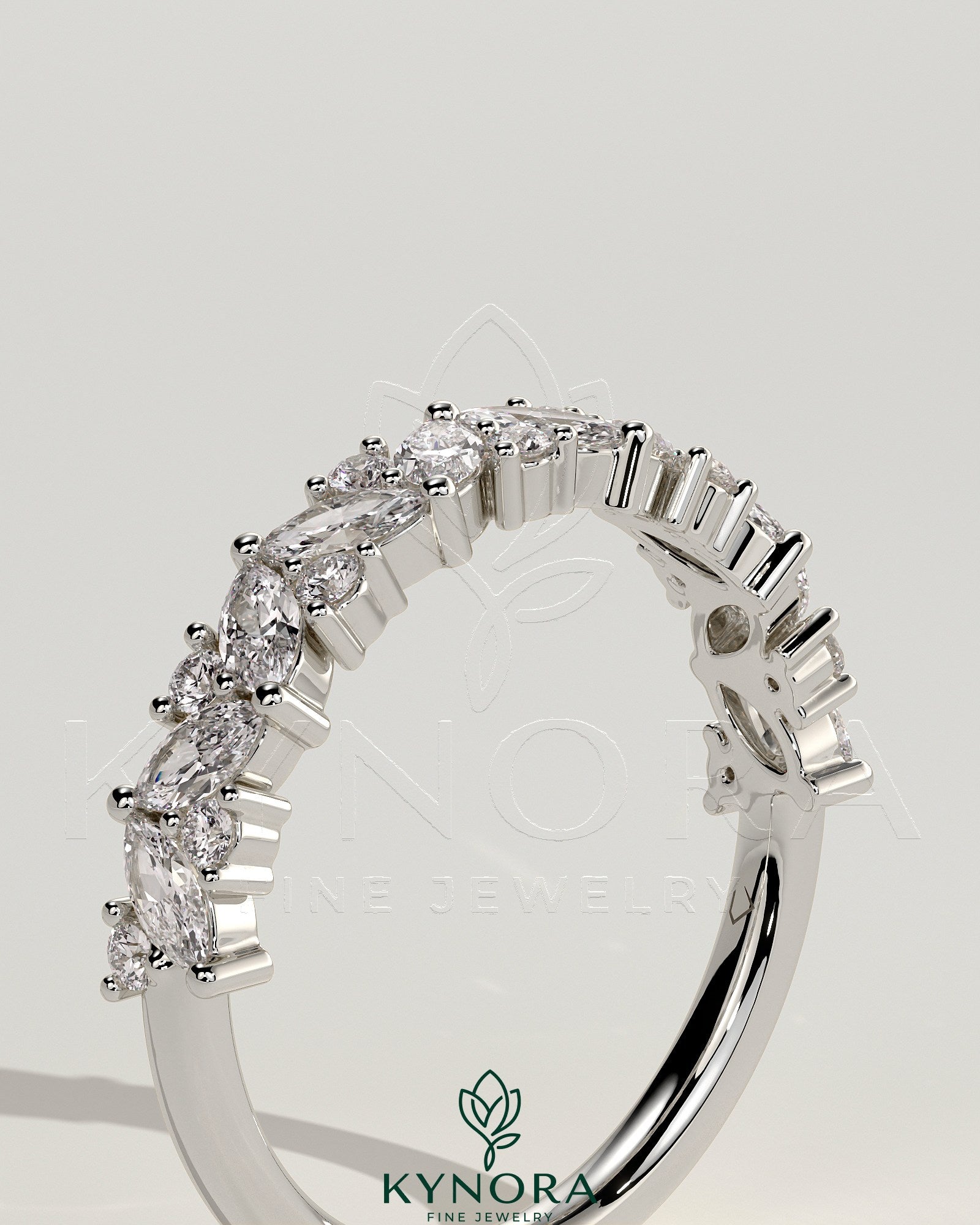 Angled Marquise Round Angled Marquise Round Accent Stone Wedding Ring Secondary image