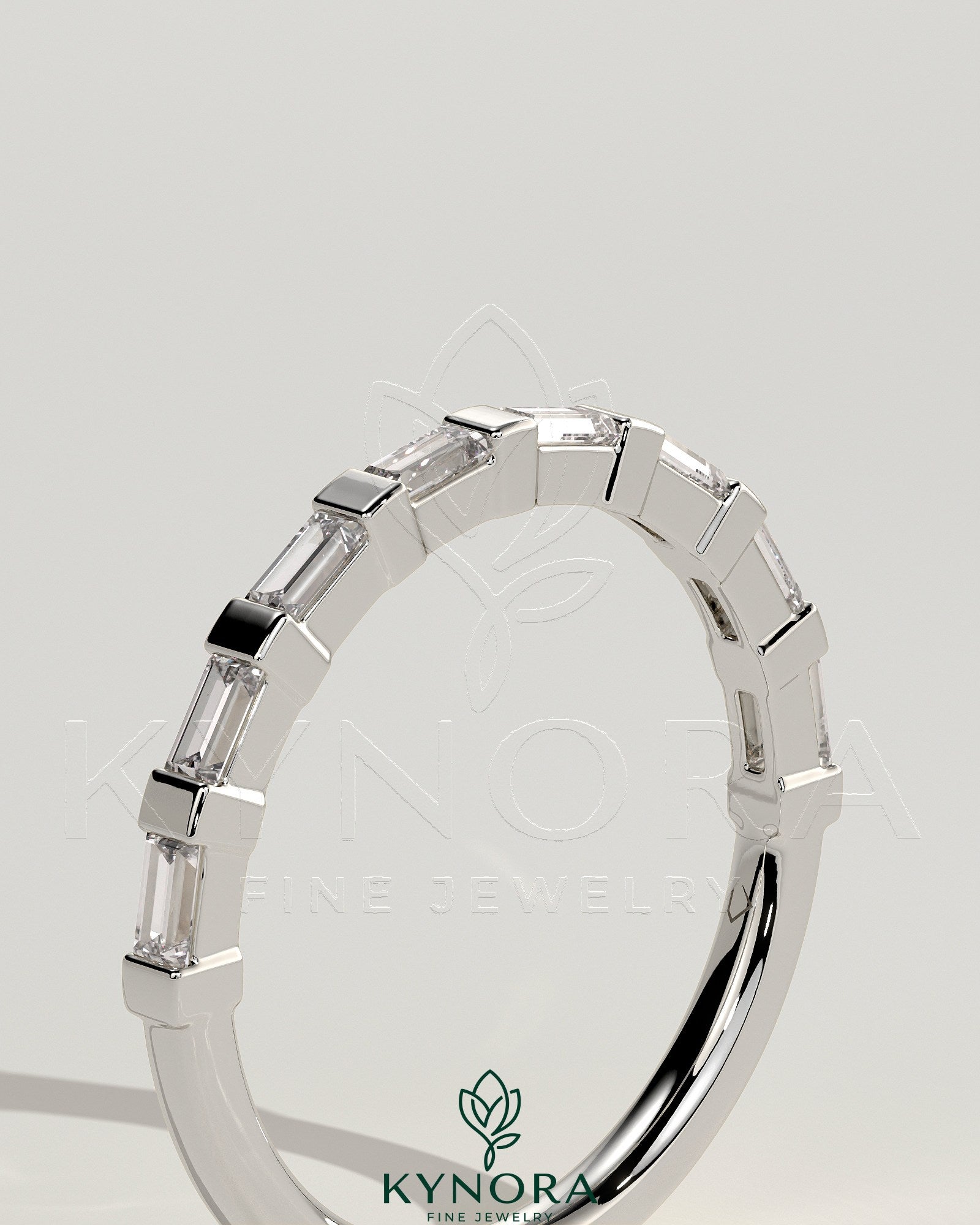 Baguette Baguette Spaced Accent Stone Wedding Ring Secondary image