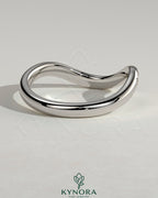 Kynora CJ pave bead wedding band with wave design, featuring intricate bead detailing and sparkling pave accents.