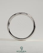 Kynora CJ pave bead wedding band with wave design, crafted in sterling silver for elegant wedding jewelry.