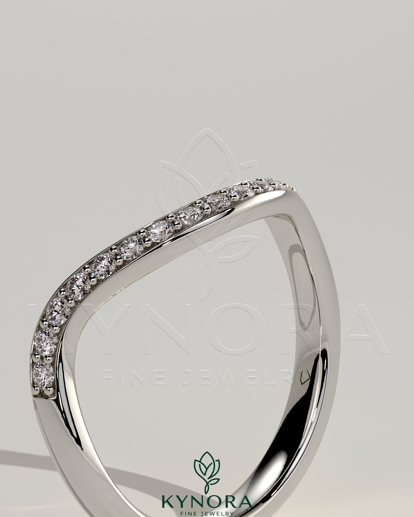Bead Set Pave Bead Set Pave Wave Band Wedding Ring Imagen secundaria del producto