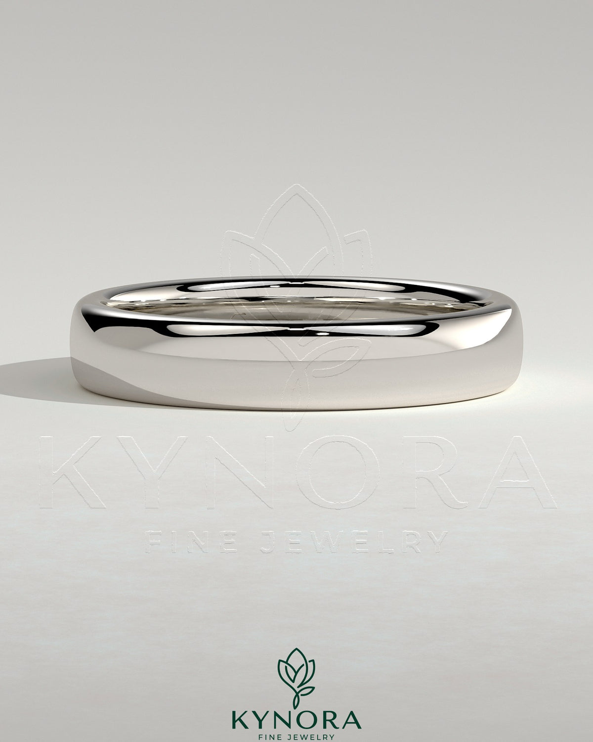 Kynora CJ wedding band with cigar-style design, made of polished metal, suitable for wedding or special occasions