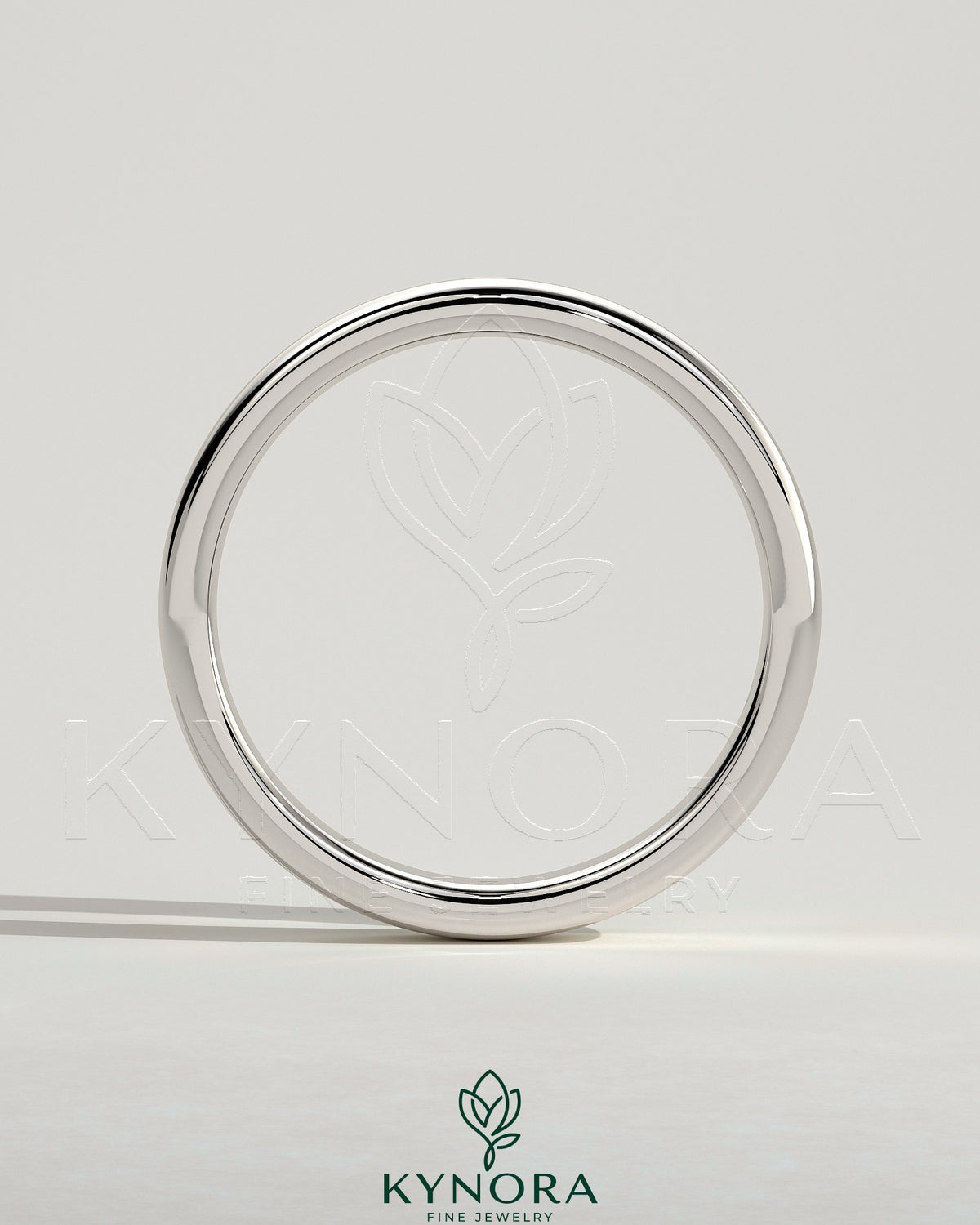 Close-up of Kynora CJ wedding band with cigar band design, showcasing intricate metalwork and elegant craftsmanship.
