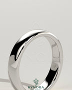 Kynora CJ wedding band with engraved cigar band design in polished metal, showcasing detailed craftsmanship.