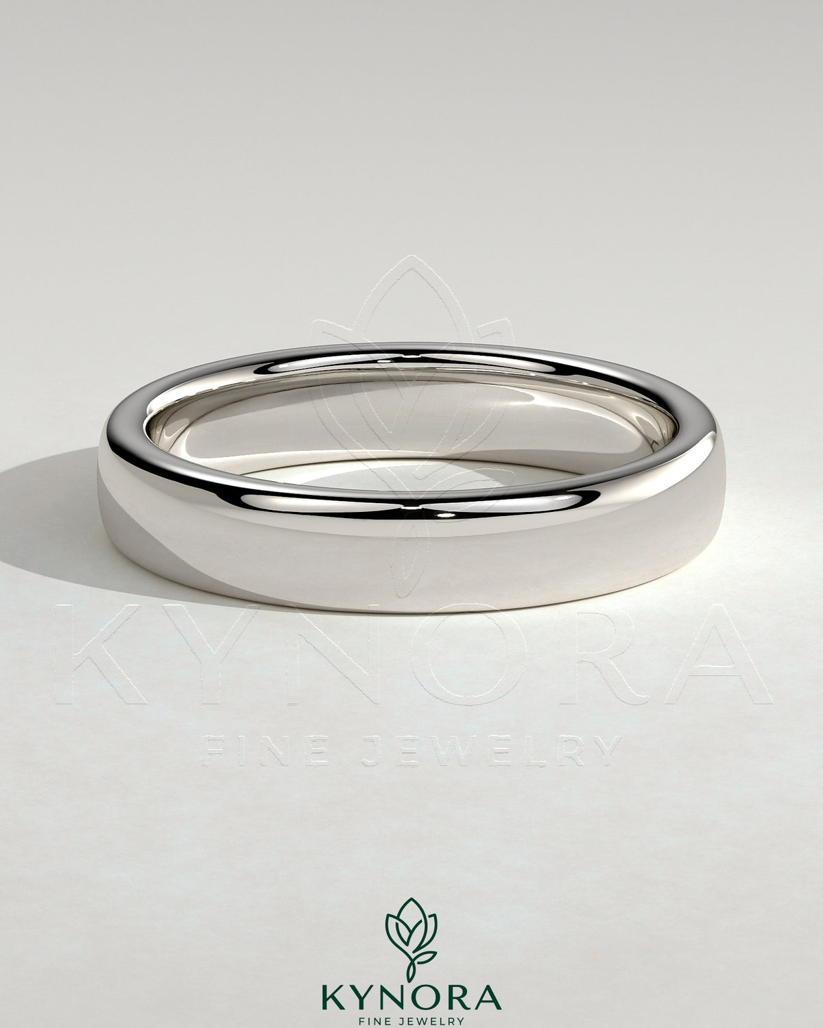 Kynora CJ wedding band with cigar-style design, crafted jewelry ring featuring a sleek, polished finish on a wedding ring.