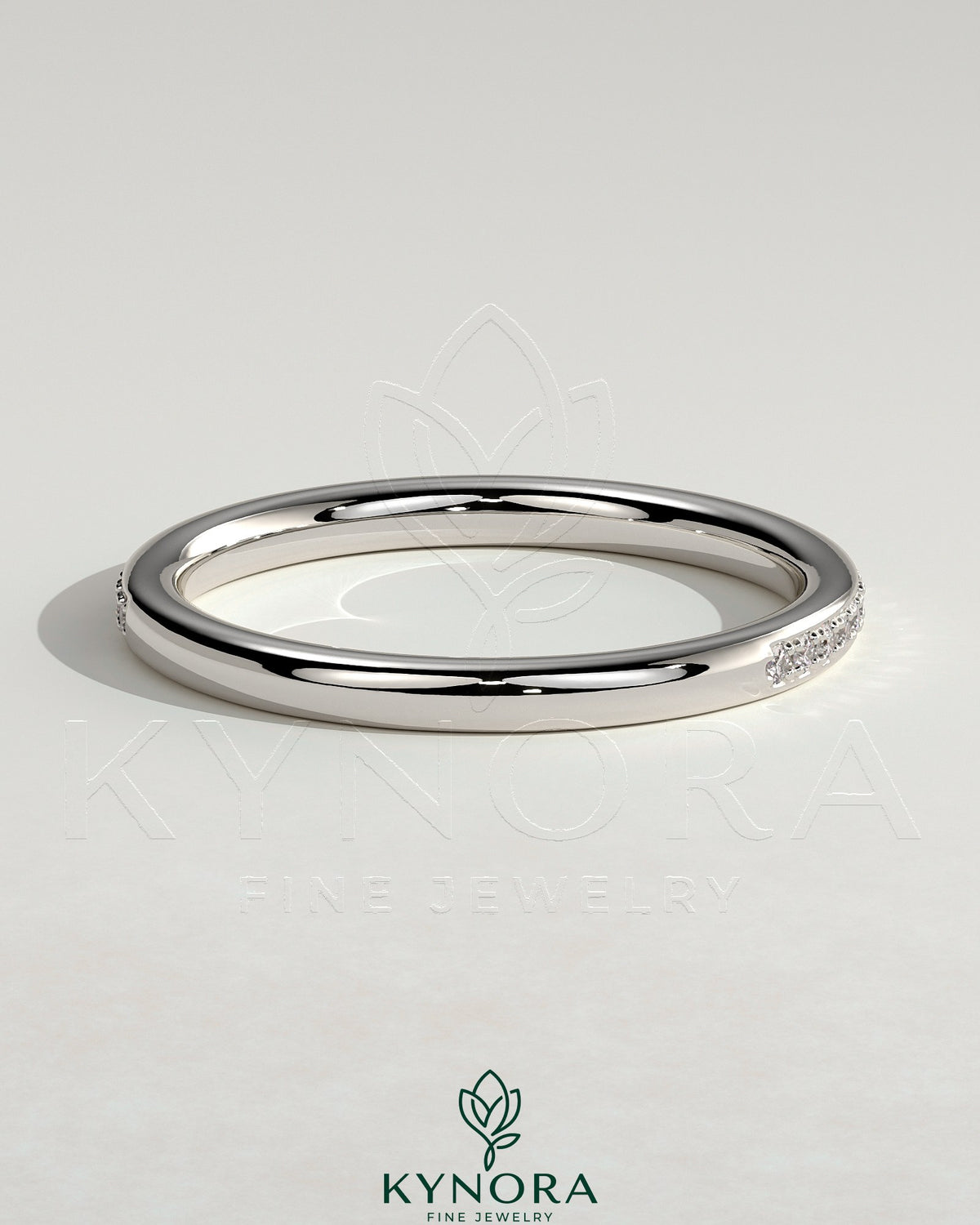 Kynora CJ classic micropave bead set wedding band with intricate beaded design, crafted for elegant wedding jewelry.
