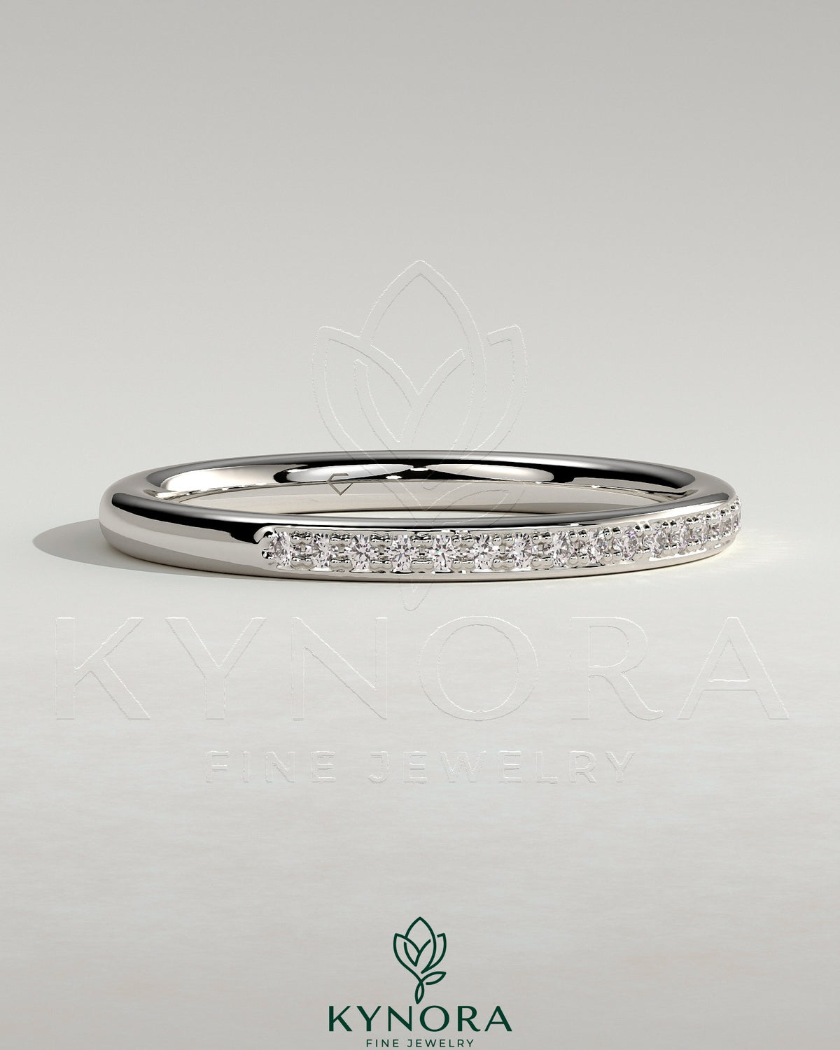 Kynora CJ classic bead set micropave wedding band ring with sparkling small beads and intricate design, suitable for special occasions