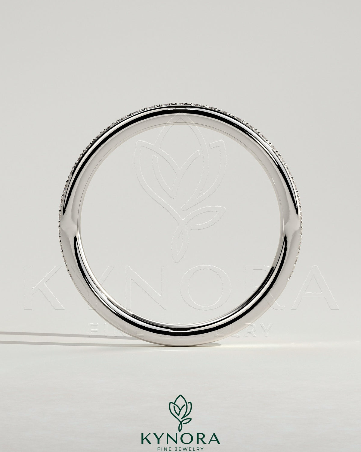 Kynora CJ classic bead set micropave wedding band with sparkling bead accents, crafted in elegant metal for a timeless look.