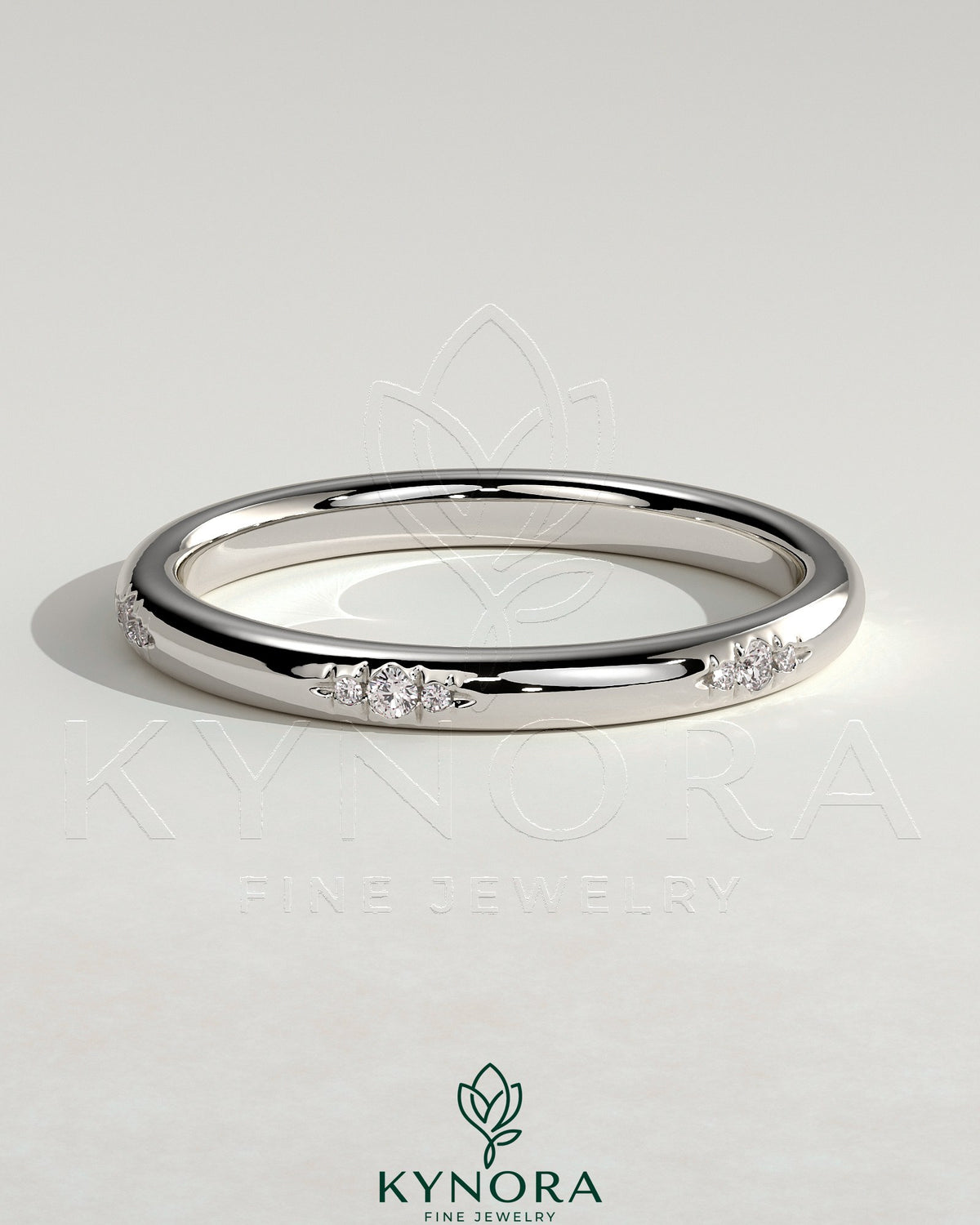 Kynora CJ Classic Clustered Hammer Set wedding band featuring a textured design and elegant craftsmanship.