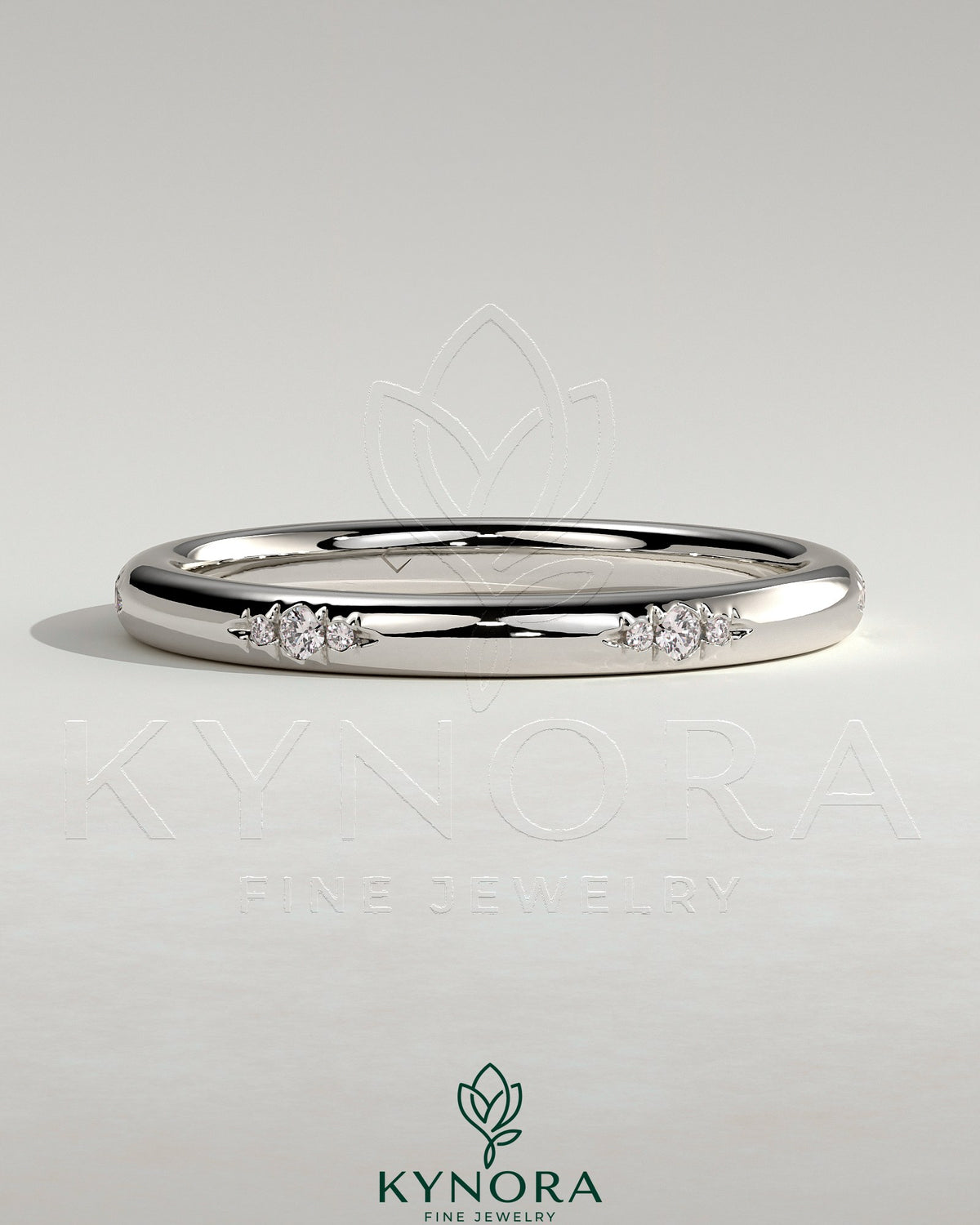 Kynora CJ Classic Clustered Hammer Set wedding band with textured design, crafted for elegant wedding jewelry.