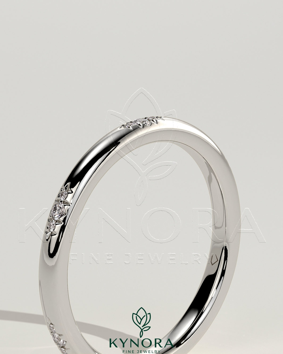 Kynora CJ Classic Clustered Hammer Set wedding band with textured design, crafted for elegant wedding jewelry.