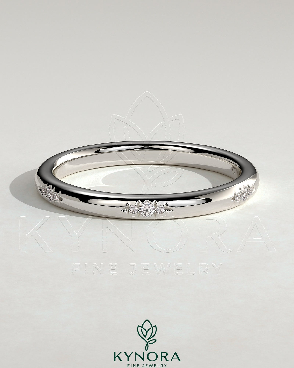 Kynora CJ Classic Clustered Hammer Set wedding band with textured design and sparkling details, crafted for elegant wedding jewelry.