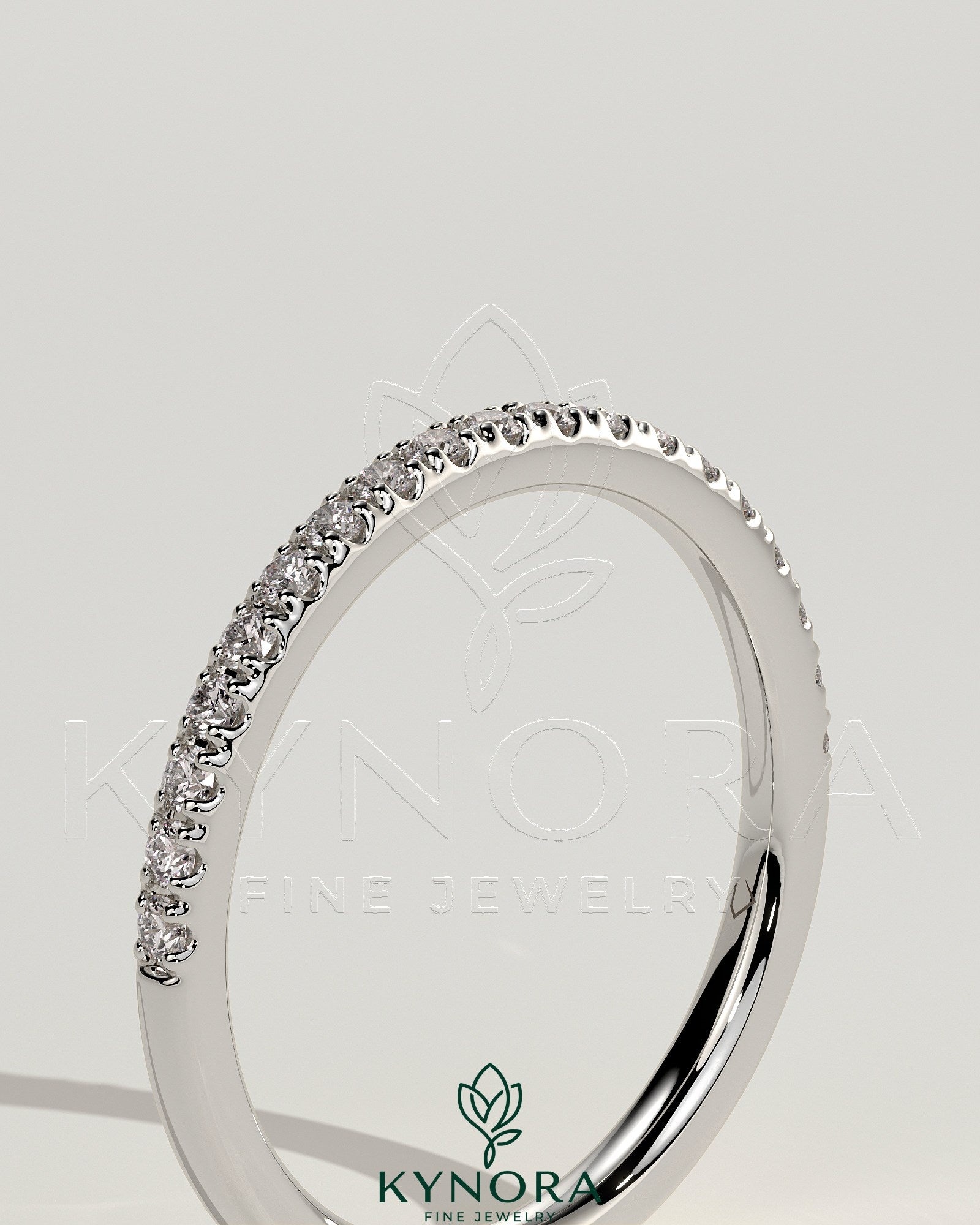 Classic Half Half Pave Band Wedding Ring Secondary image