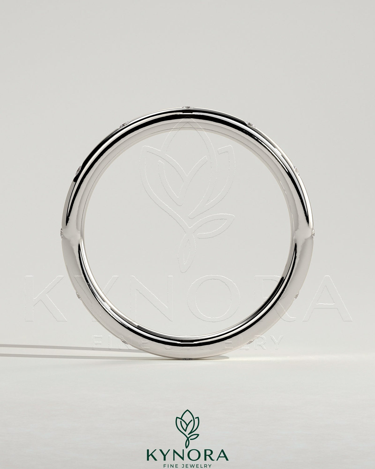 Kynora CJ classic hammer set wedding ring band with a sleek, polished finish, ideal for wedding or special occasion jewelry.