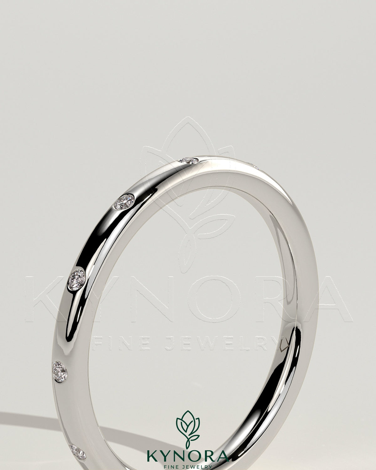 Kynora CJ Classic Hammer Set wedding band, elegant gold wedding ring with textured hammered finish, designed for special occasions.
