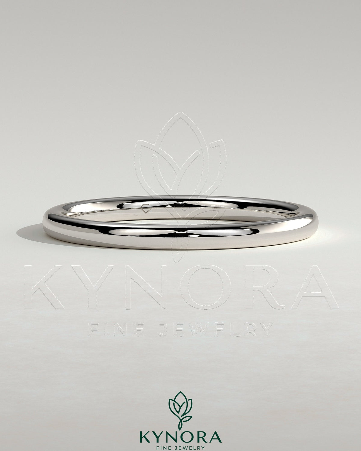 Plain wedding band ring from Kynora CJ with a classic design, showcasing a smooth, polished silver finish.
