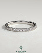 Kynora CJ classic two-third pave band wedding ring with sparkling diamonds, elegant and timeless jewelry for special occasions