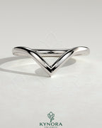 Deep V band wedding ring by Kynora CJ, showcasing a sleek and elegant design ideal for wedding jewelry.