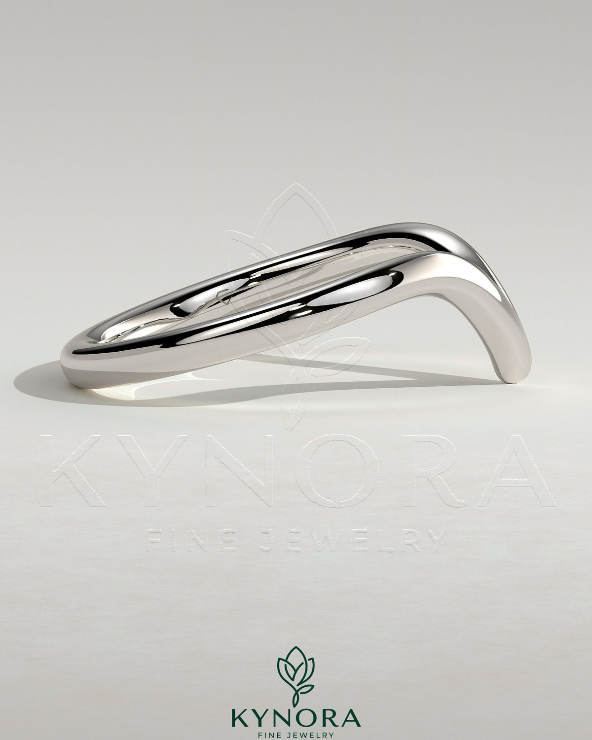 Elegant deep V band wedding ring by Kynora CJ, featuring a sleek design perfect for wedding jewelry.