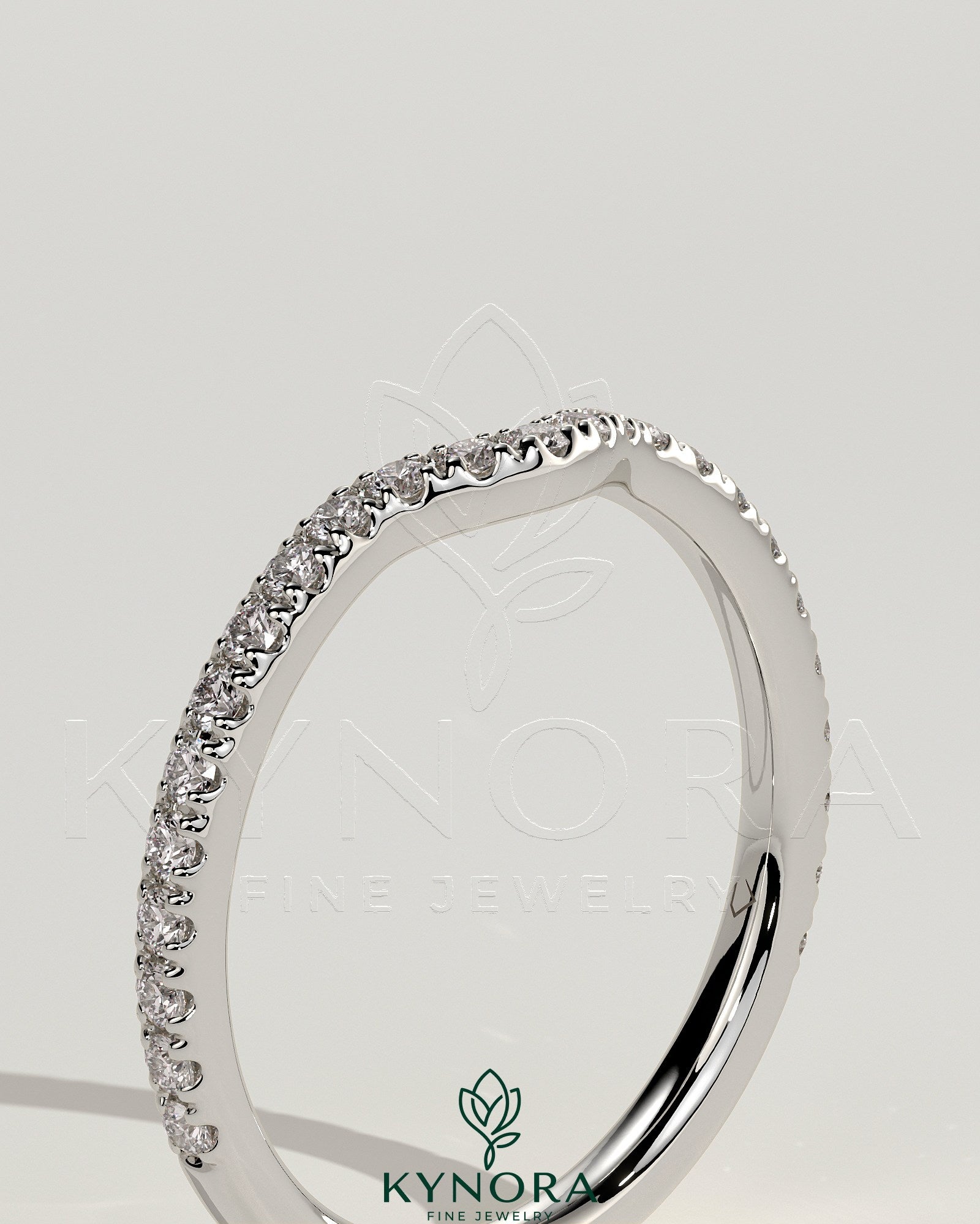 Demi Two Third Demi Two Third Curved Pave Band Wedding Ring Secondary image