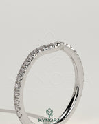 Demi Two Third Curved Pave Band wedding ring by Kynora CJ, featuring a delicate pave design on a curved gold band.