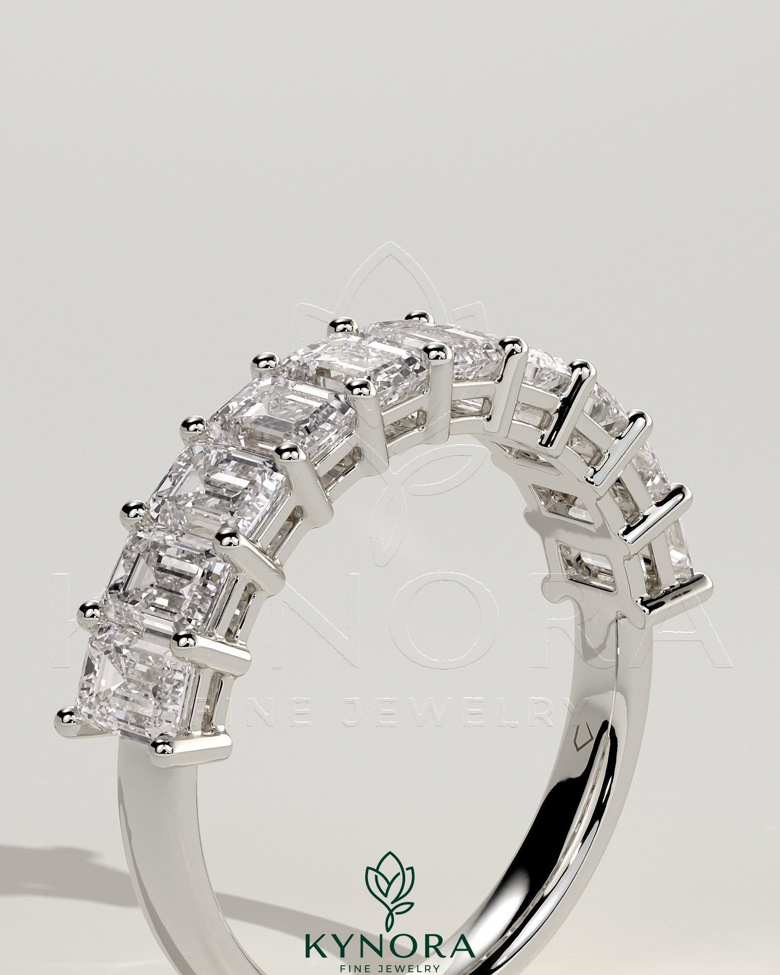 Emerald Eternity Band Wedding Ring Imagen secundaria del producto