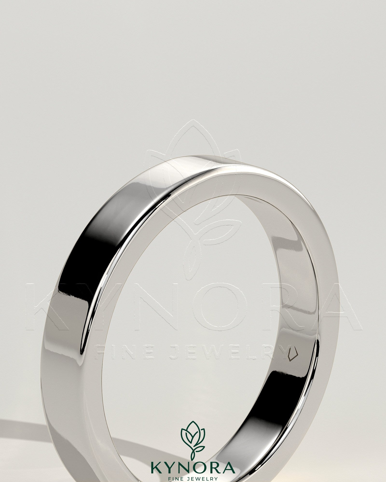 Flat Cigar Band Wedding Ring Imagen secundaria del producto