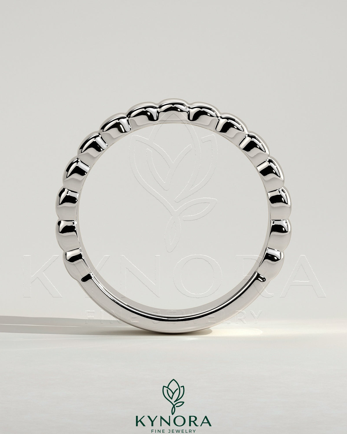 Kynora CJ fluted wedding band with a sleek, rounded design, perfect for a stylish cigar wedding ring.