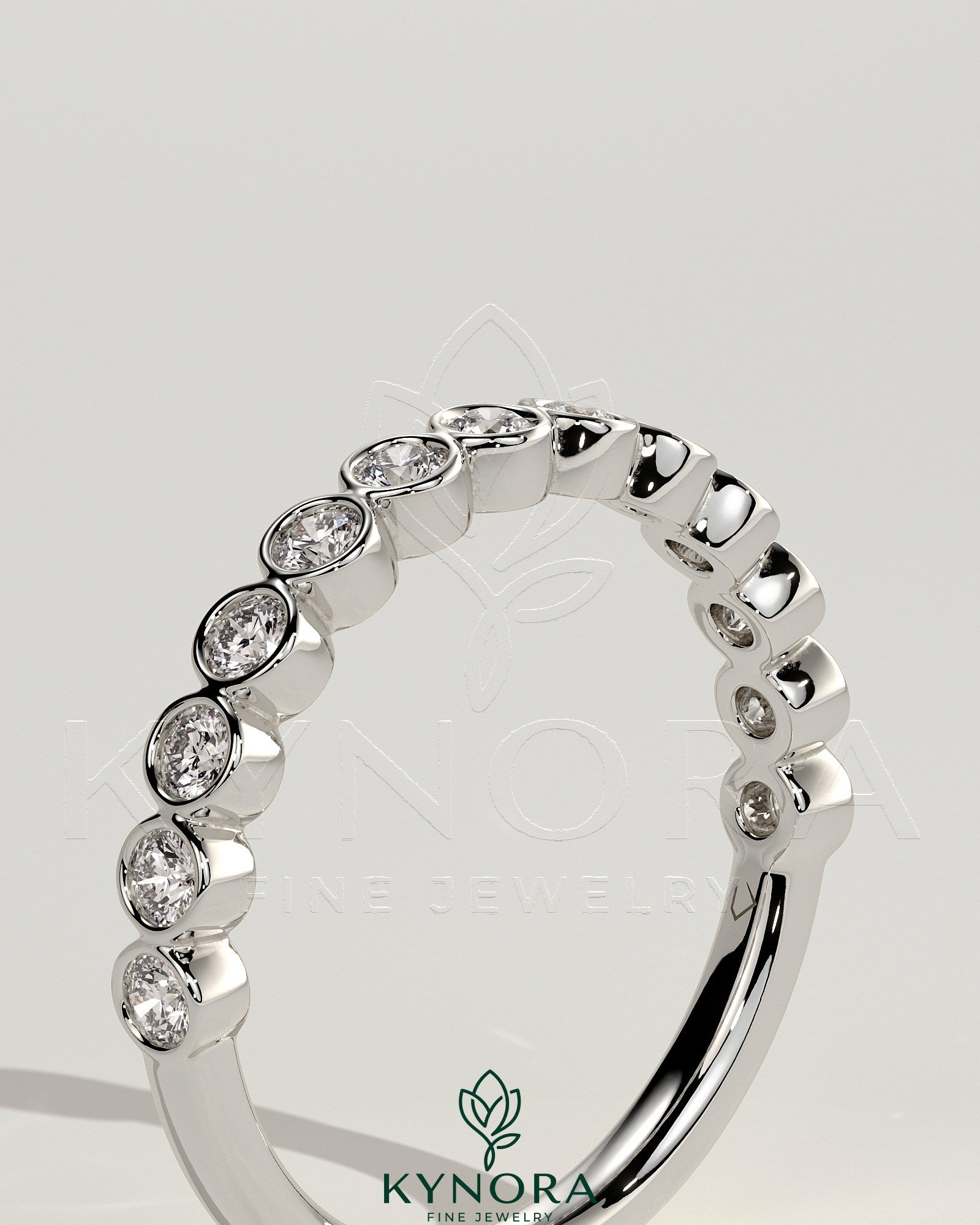 Half Eternity Round Bezel Set Wedding Ring Imagen secundaria del producto