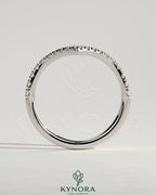 Kynora CJ half pave deep V band wedding ring with intricate pave detailing, crafted in elegant gold for special occasions.