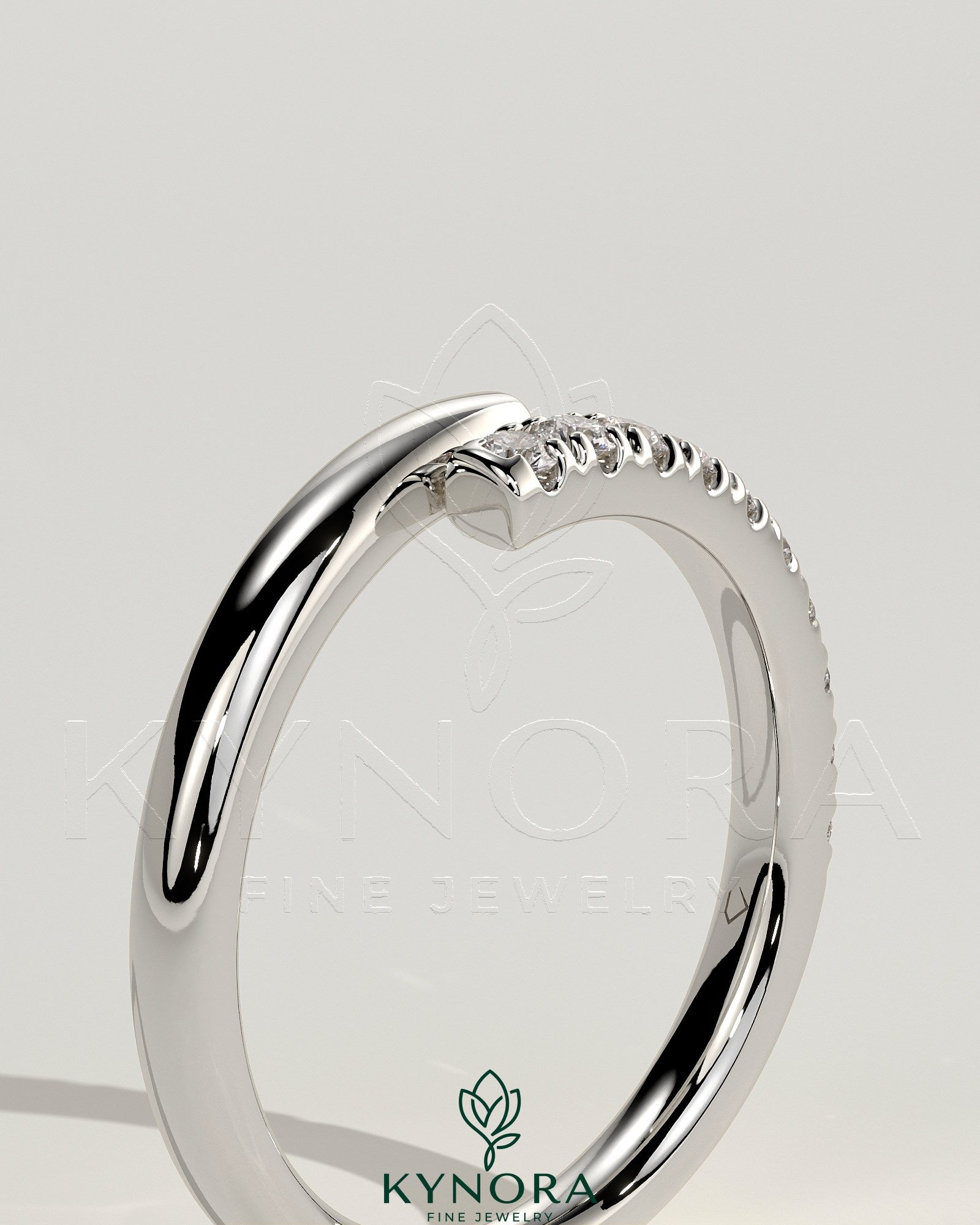 Half Pave Wrap Band Wedding Ring Imagen secundaria del producto