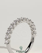 Kynora CJ half round eternity wedding band with scalloped setting, elegant and detailed gold ring for special occasions
