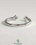 Kynora CJ Kite Accent Stone open band wedding ring with sparkling gemstones on a silver band, elegant wedding jewelry piece