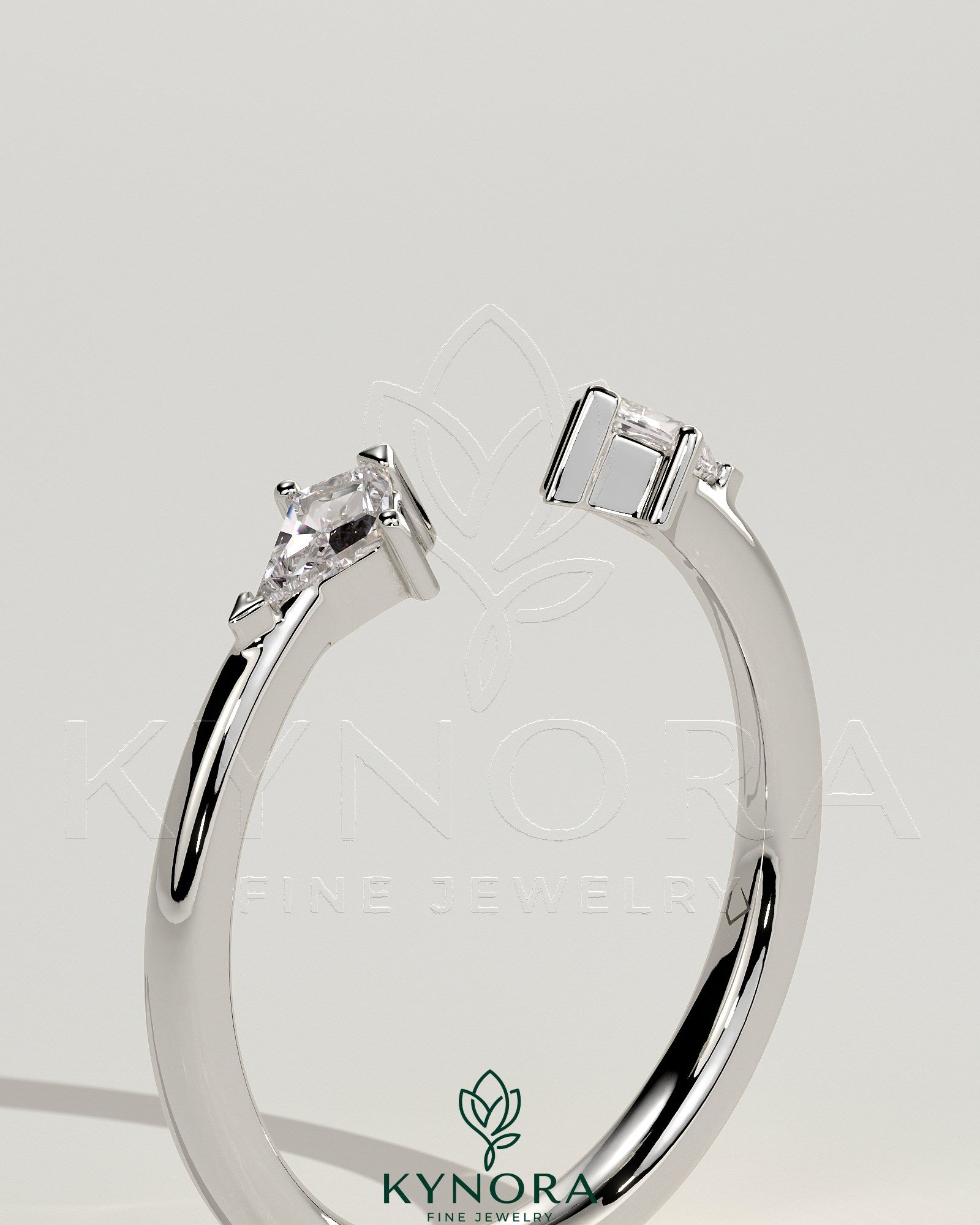 Kite Accent Stone Open Band Wedding Ring Imagen secundaria del producto