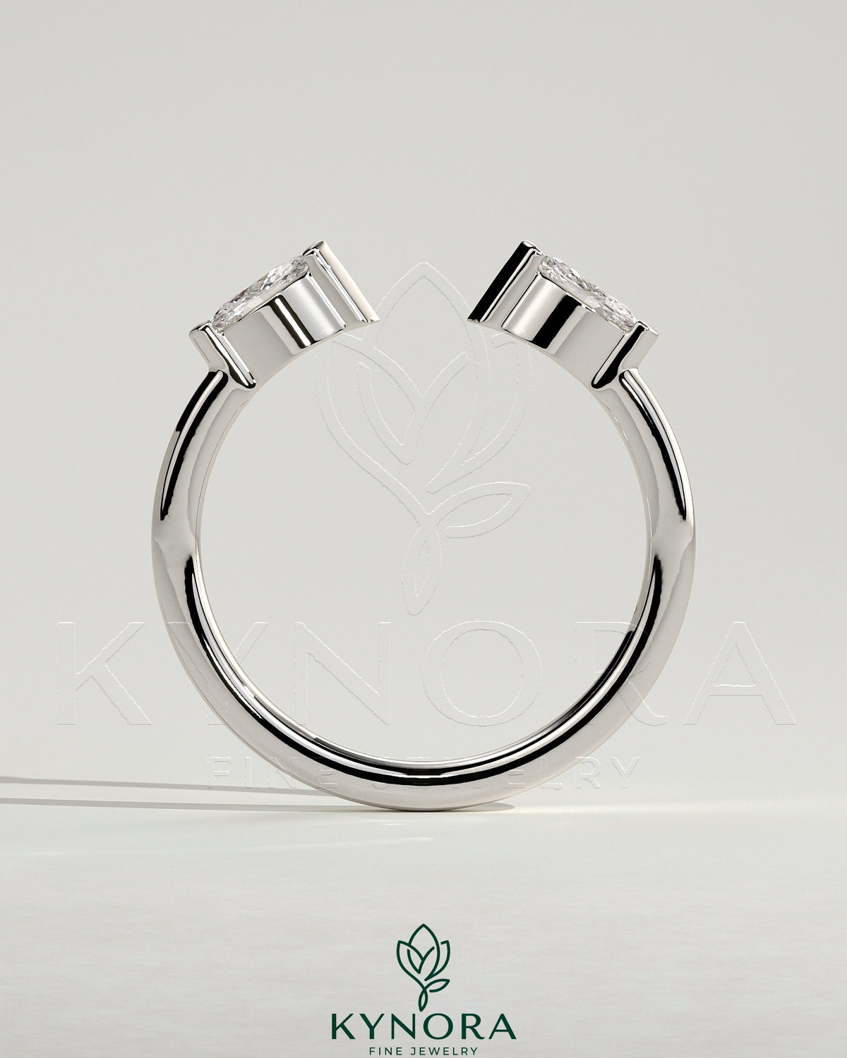 Kynora CJ Marquise Accent Stone open band wedding ring with marquise-shaped gemstones, elegant and stylish jewelry piece