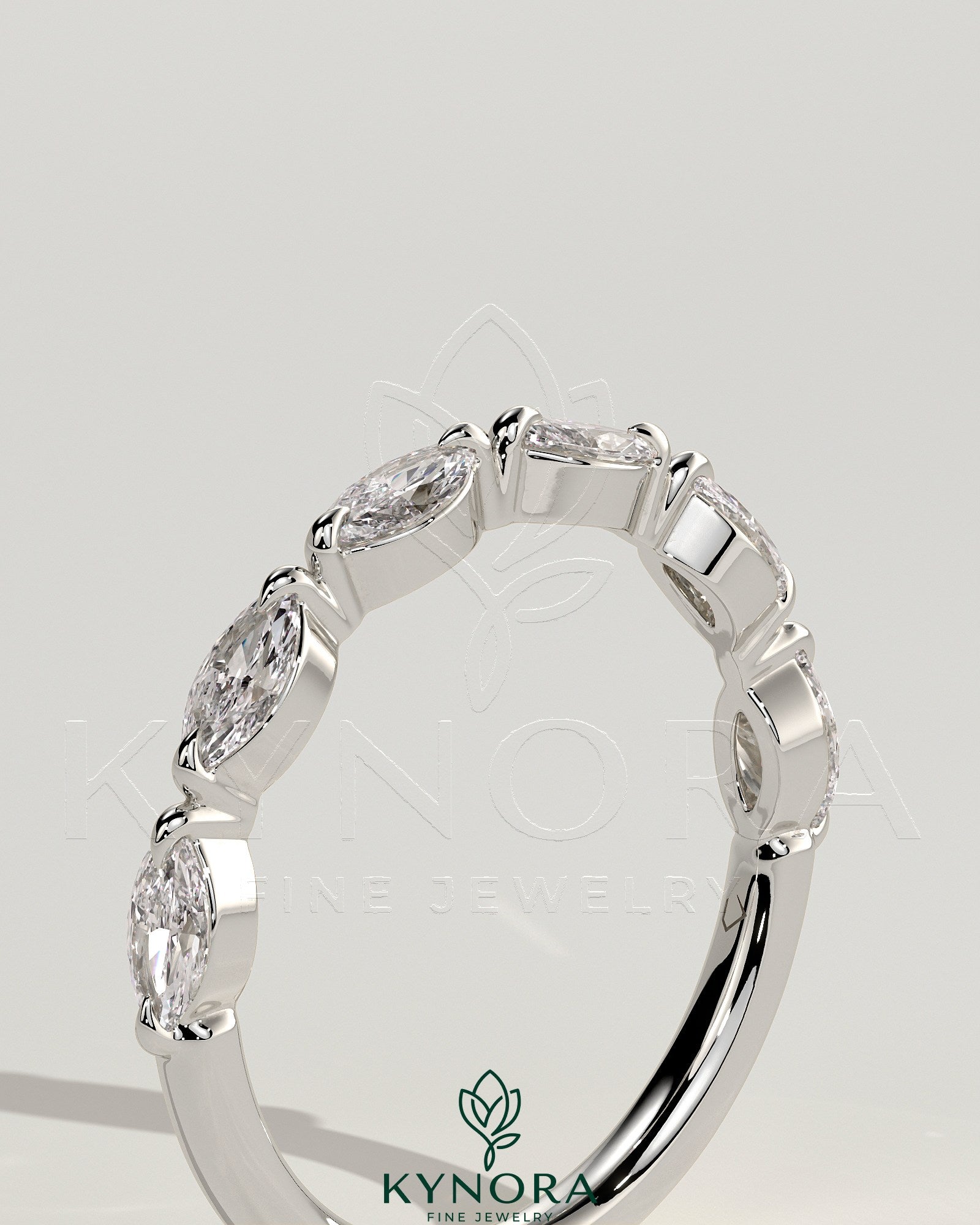 Marquise Marquise Accent Stone Wedding Ring Imagen secundaria del producto