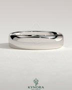 Kynora CJ Marquise Hammer Set wedding band with marquise-shaped design and cigar band style in polished metal.