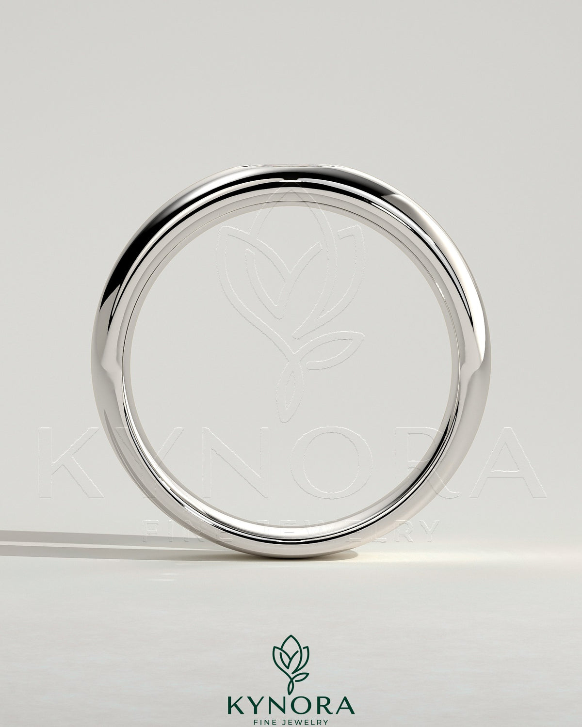 Kynora CJ Marquise Hammer Set wedding band with marquise-shaped design and cigar band style in polished metal.