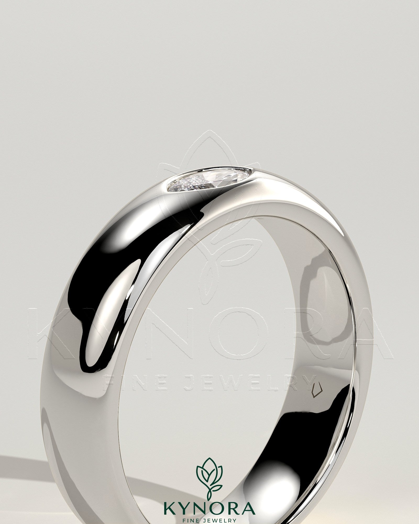 Marquise Marquise Hammer Set Cigar Band Wedding Ring Imagen secundaria del producto