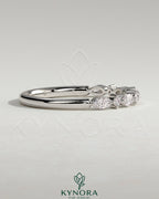 Kynora CJ round marquise wedding band with accent stones, elegant gold wedding ring for special occasions