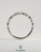 Kynora CJ round marquise accent wedding band with sparkling marquise-shaped stones, elegant gold finish, designed for bridal jewelry.