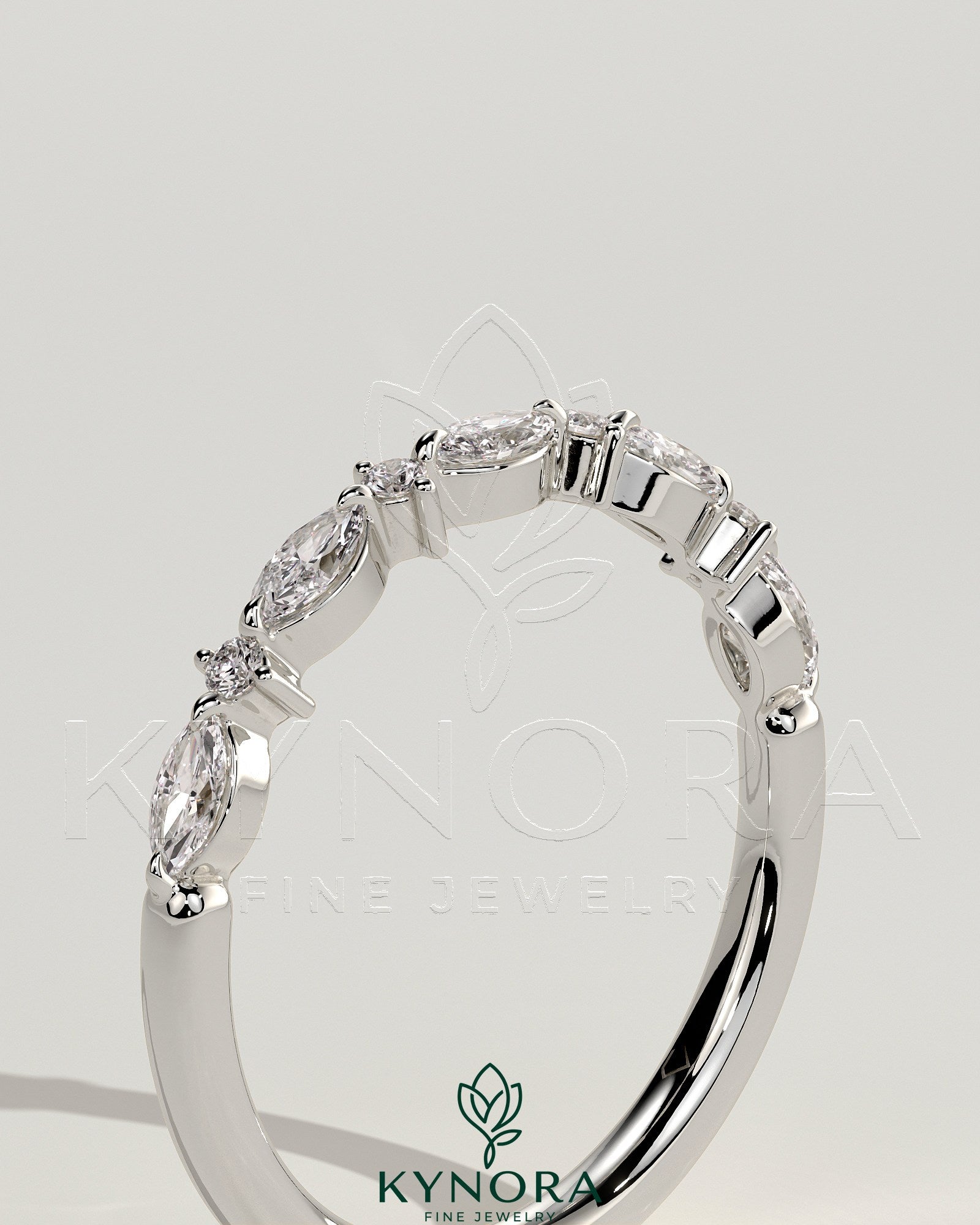Round Marquise Round Marquise Accent Stone Wedding Ring Secondary image