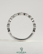 Kynora CJ round marquise bezel set wedding band with elegant marquise-shaped gemstones, crafted in sterling silver.