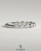 Kynora CJ round marquise wedding band with shared prong accent stones, elegant gold ring for special occasions